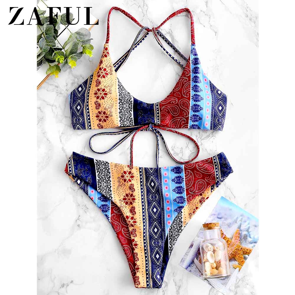 🏖️ NWT Zaful Mixed Boho Print Bikini